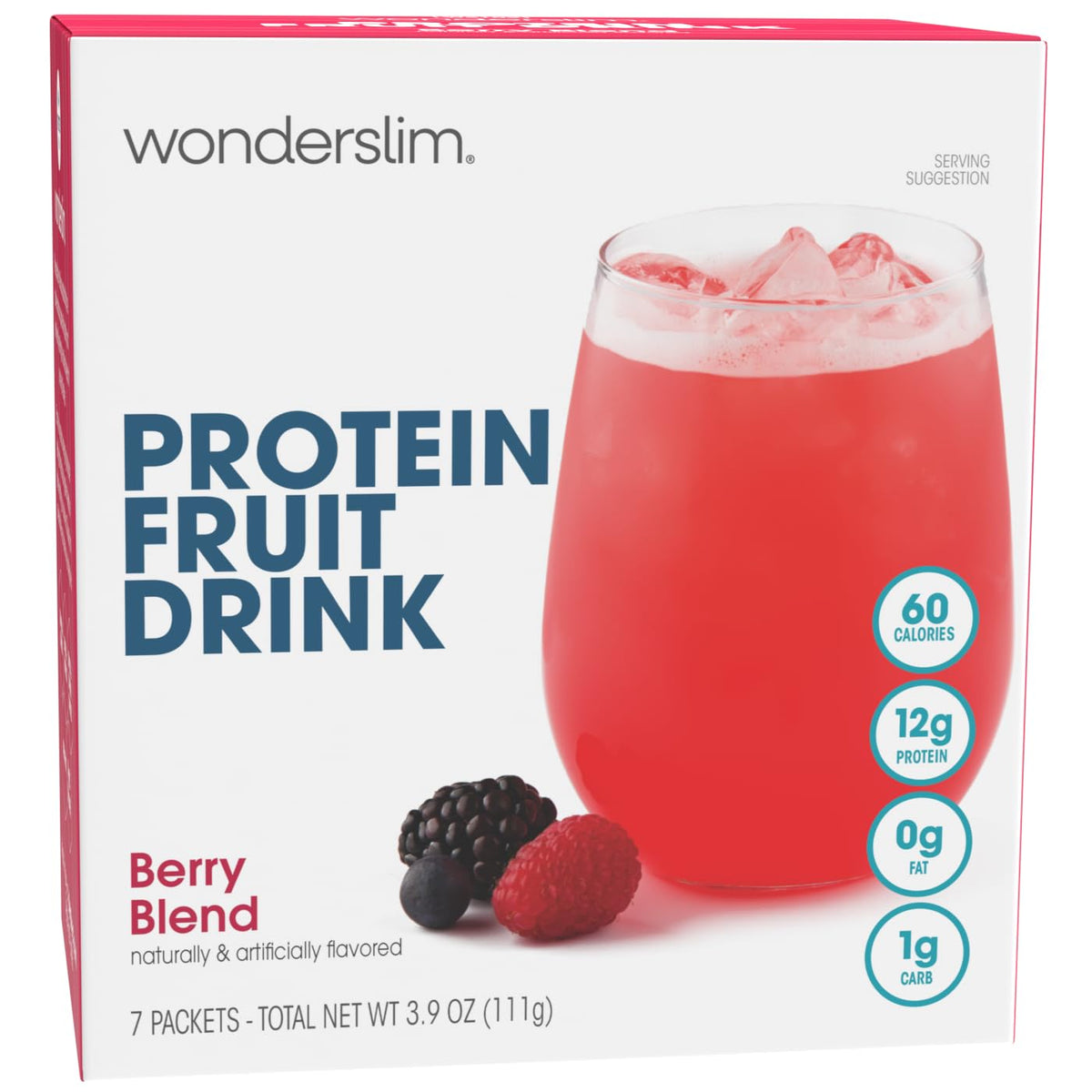 WonderSlim Berry Blend bottle pour shows a tasty, low-sugar, keto-friendly option