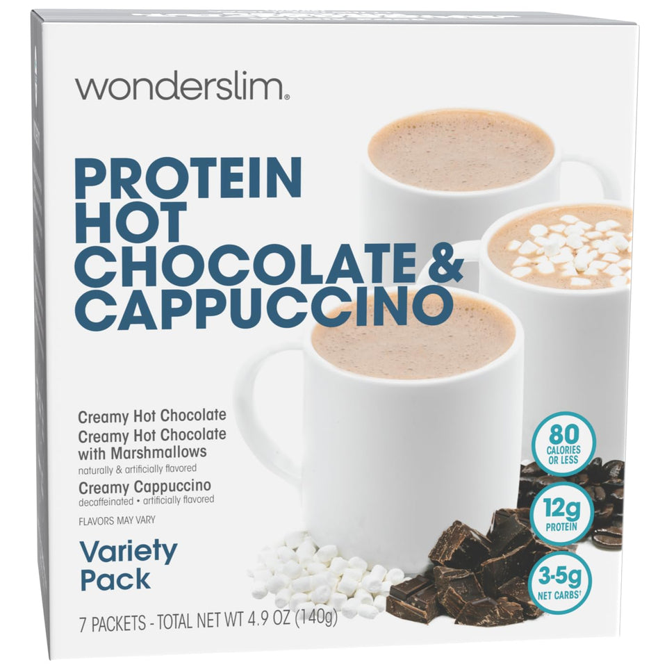 WonderSlim protein hot drink variety pack cup for cozy mornings with low sugar