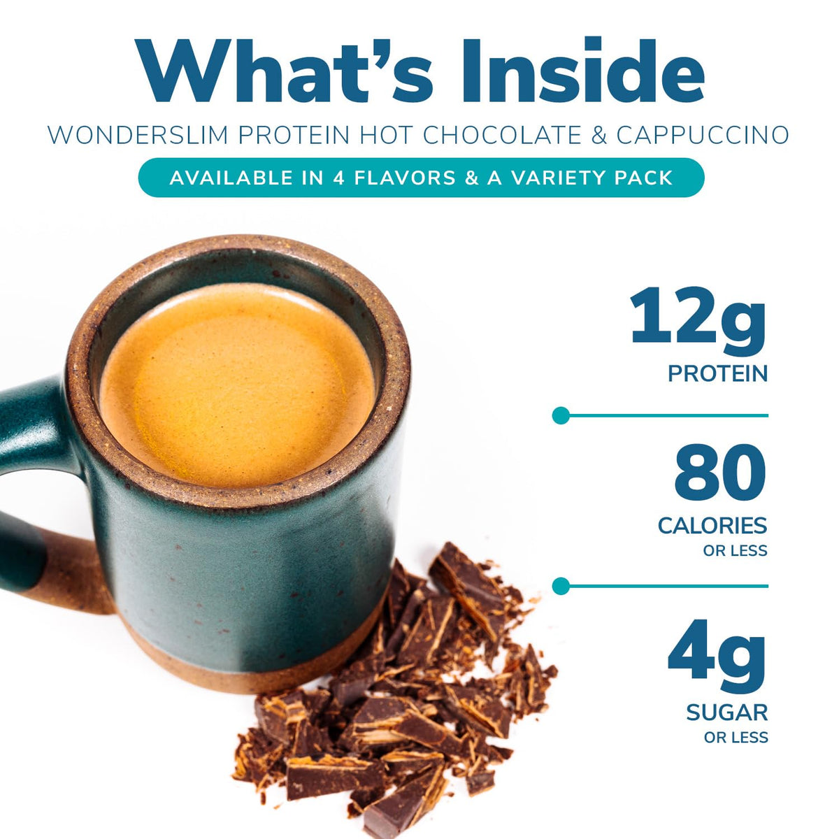 WonderSlim protein hot drink variety pack flavor options for a comforting mug