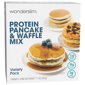 WonderSlim protein pancake and waffle mix variety pack front view for quick protein boost