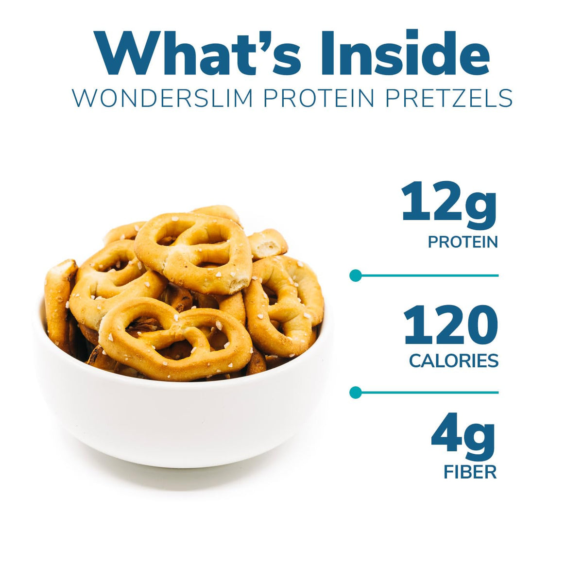 WonderSlim Protein Pretzel Snacks bag-open highlights quick, convenient servings for busy days.