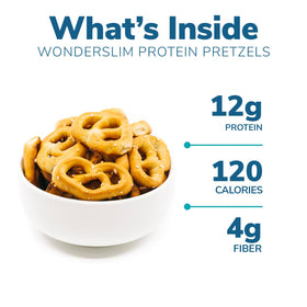 WonderSlim Protein Pretzel Snacks bag-open highlights quick, convenient servings for busy days.