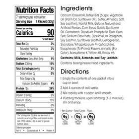 WonderSlim Protein Pudding Toffee Cream nutrition label shows 12g protein per serving