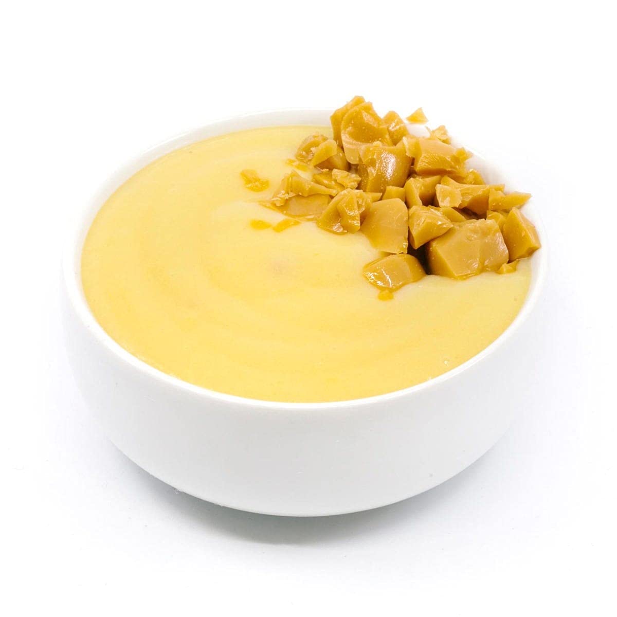 WonderSlim Protein Pudding Toffee Cream spoonful reveals silky texture for mindful bite