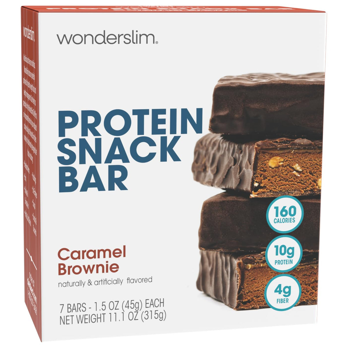 WonderSlim Protein Snack Bar Caramel Brownie Nut pack, high-protein, low-calorie option for on-the-go energy