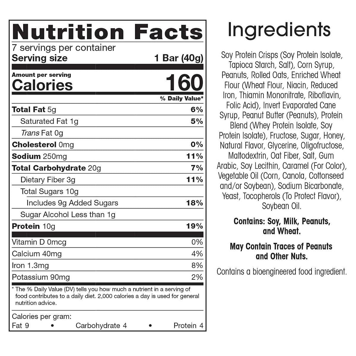 WonderSlim Sweet & Salty Peanut bar close-up showing texture and protein boost.