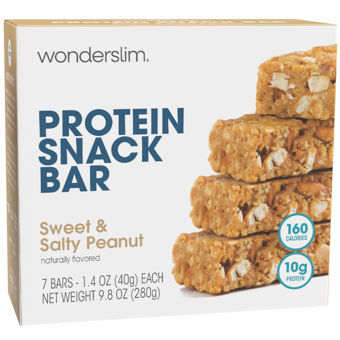 WonderSlim Sweet & Salty Peanut bar in a box, ready for on-the-go snacking.