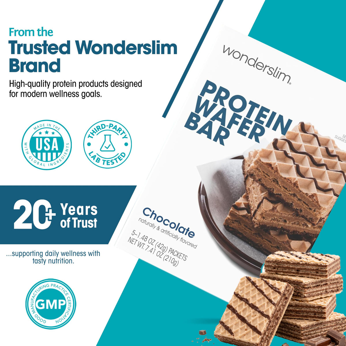 WonderSlim chocolate wafer close-up reveals rich cream and satisfying texture.