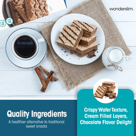 WonderSlim Protein Wafer Bar cross-section shows crunchy wafers with creamy filling.