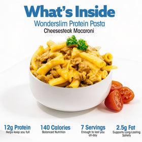 WonderSlim Romano cheddar parmesan cheese blend highlights creamy flavor.