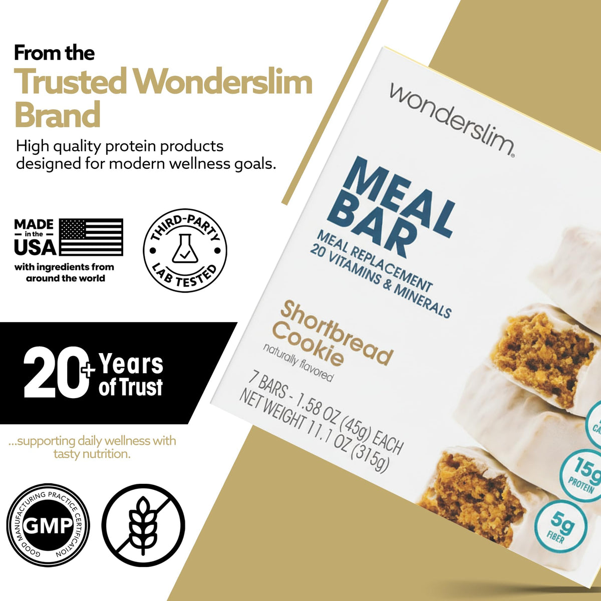 WonderSlim Shortbread Bar ingredients visual emphasizing balanced nutrition.