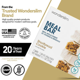 WonderSlim Shortbread Bar ingredients visual emphasizing balanced nutrition.