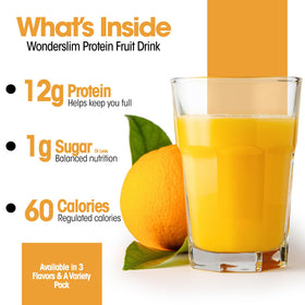 WonderSlim Tangy Orange protein drink glass ready to mix with water