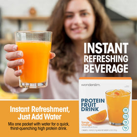 WonderSlim Tangy Orange drink packaging emphasizes gluten free and keto friendly benefits