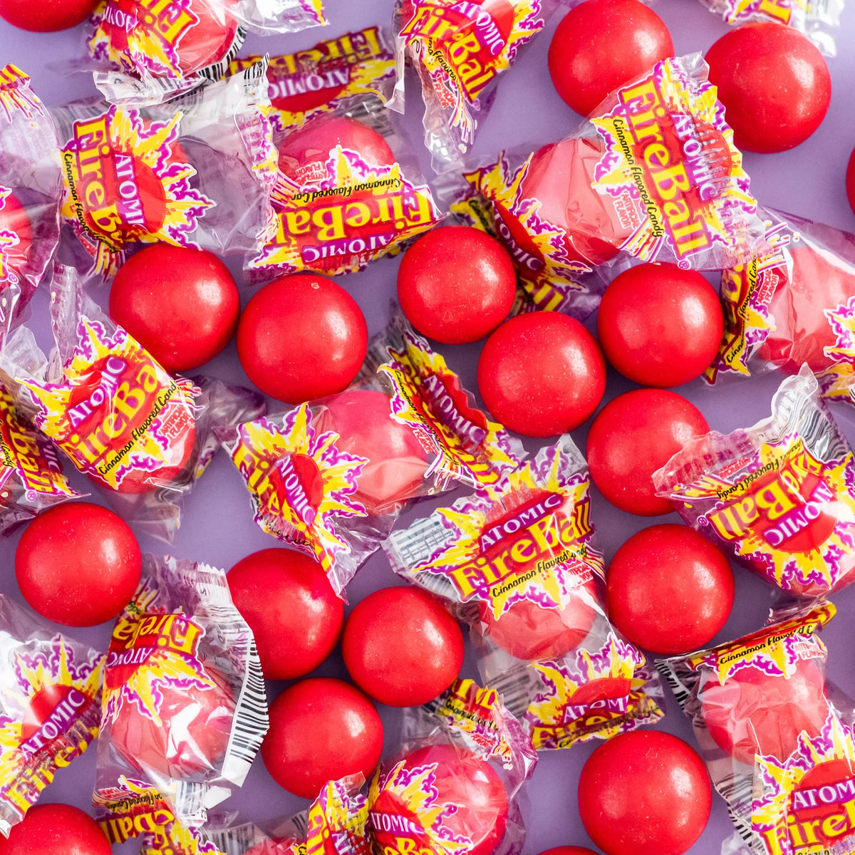 Wonka Atomic Fireball bulk pack on display with 64.8 oz of candies