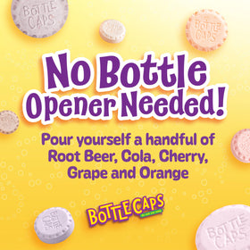Wonka Bottle Caps cherry cola tablet, crunchy and refreshing on the go.