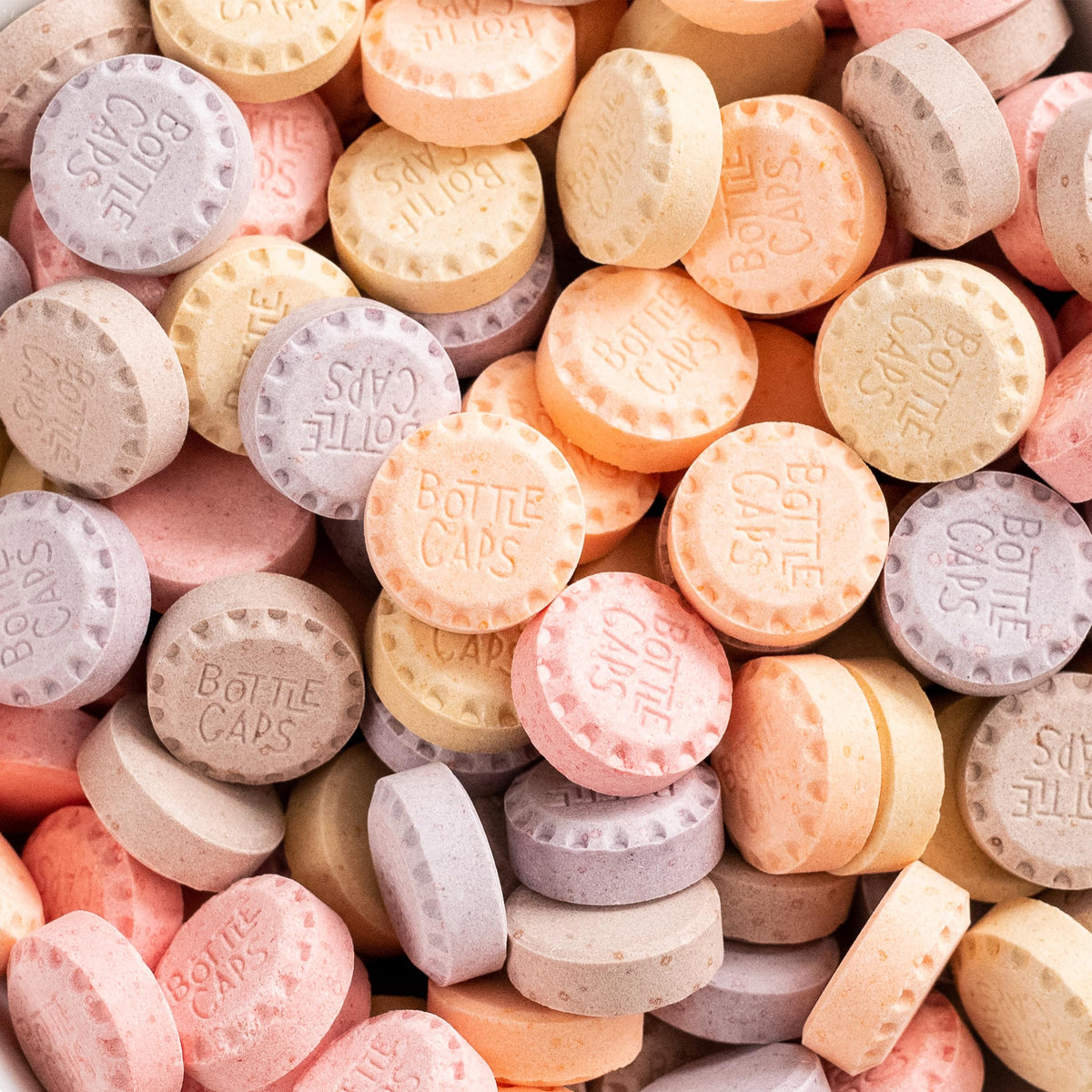 Wonka Bottle Caps root beer tablet, a bold soda-inspired treat.