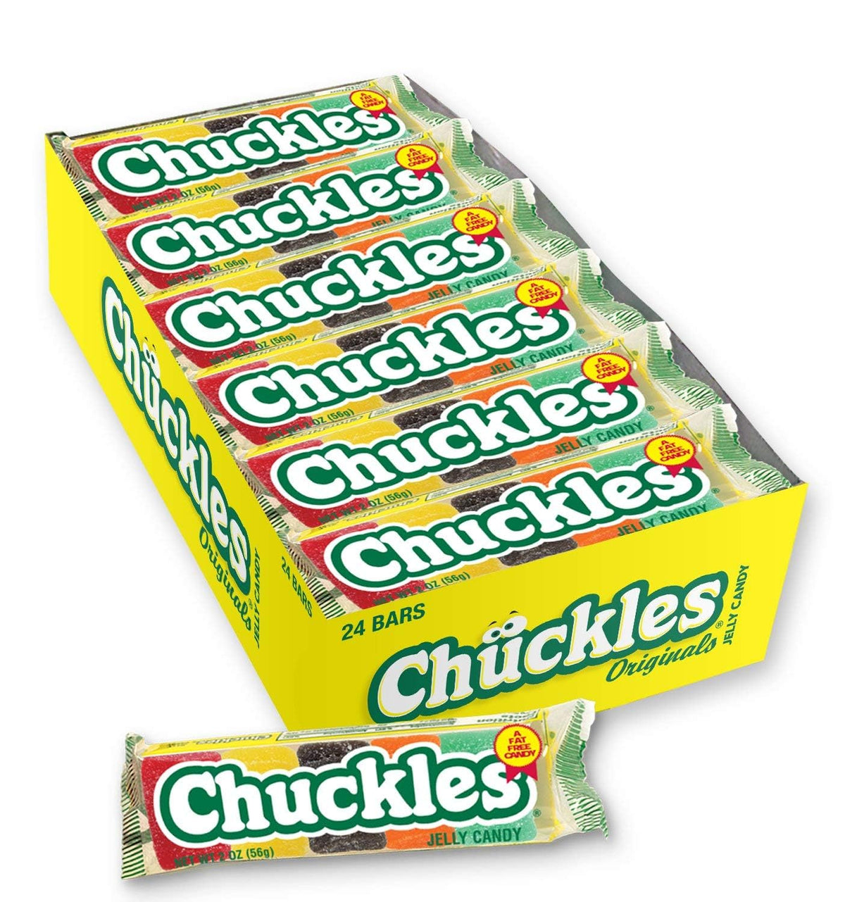 Wonka Chuckles original jellies packaging display evokes nostalgia and party-ready fun.