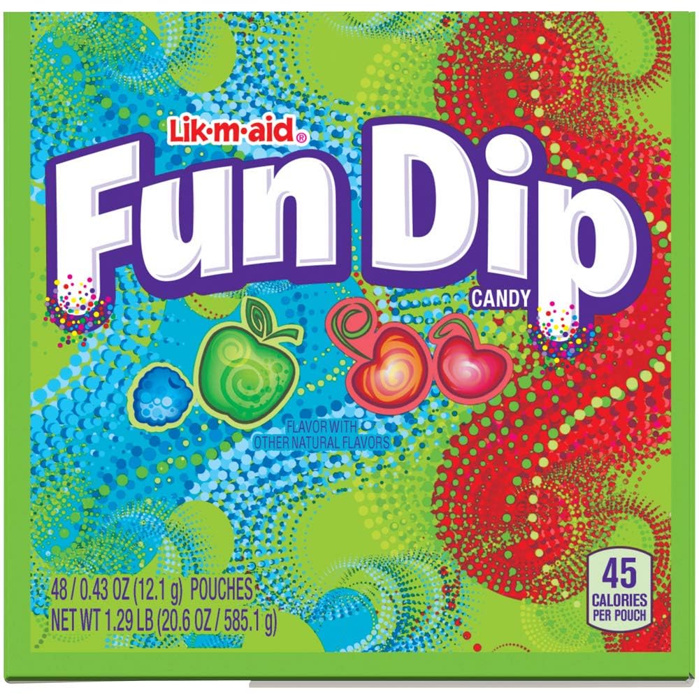 Wonka Fun Dip cherry yum-diddly-dip flavor close-up for bold fruit taste.