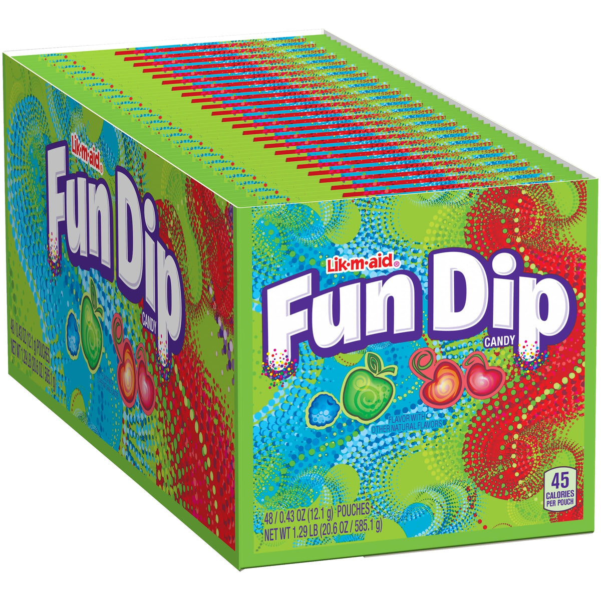Wonka Fun Dip dipping action showing candy powder on a tasty stick.