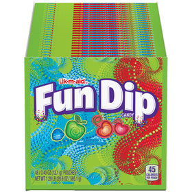 Wonka Fun Dip variety packets in a party pack for sharing and fun.