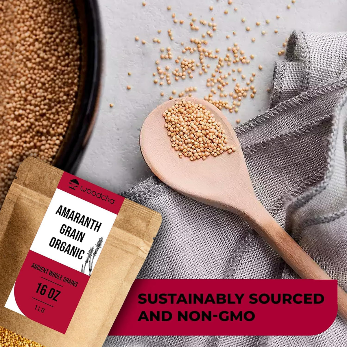 WOODCHA Amaranth grain cooking on stove as versatile base