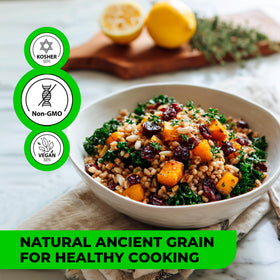 Woodcha barley soup bowl highlights hearty texture and nutrition.
