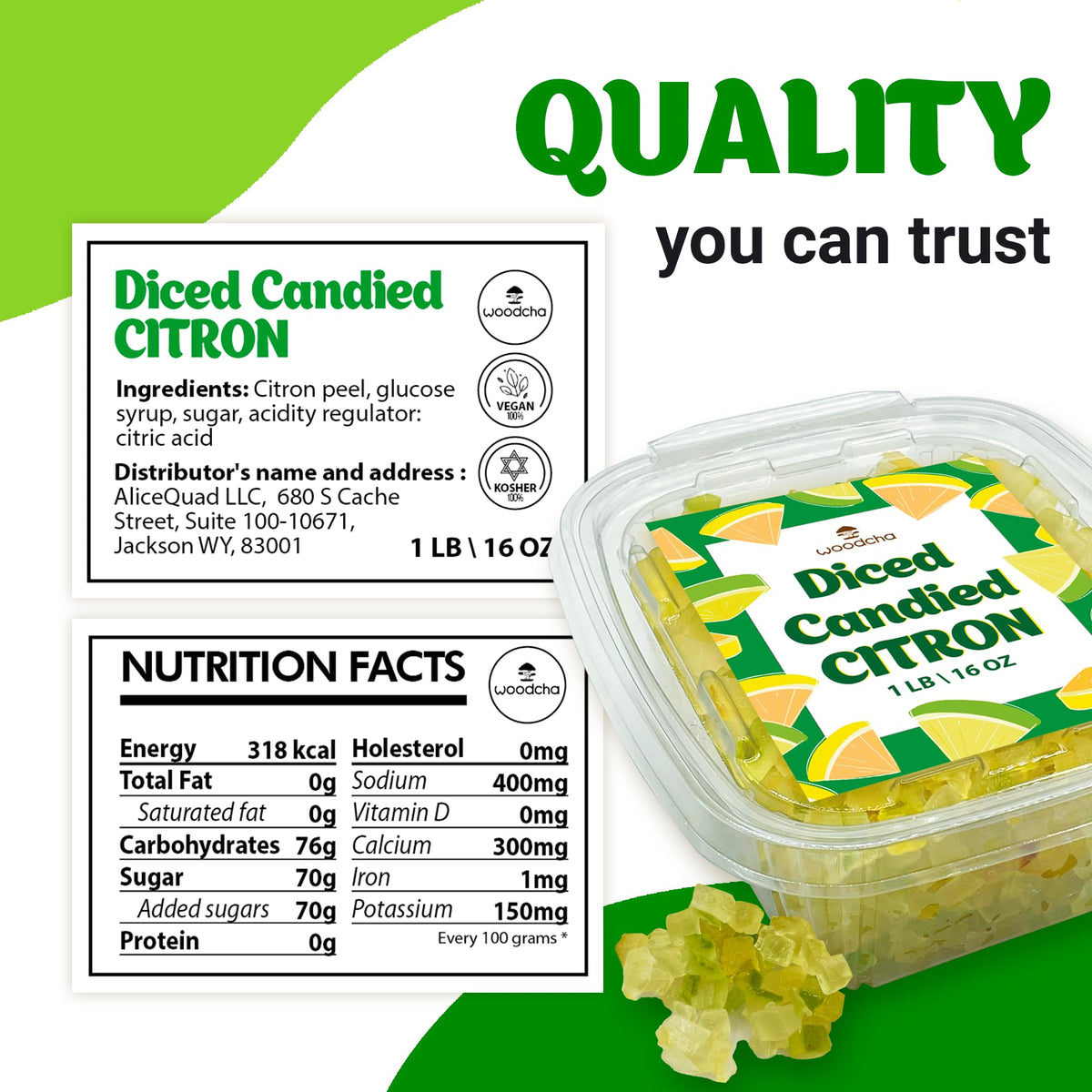 WOODCHA citrus peel cubes glazed display balanced flavor ideal for pastries