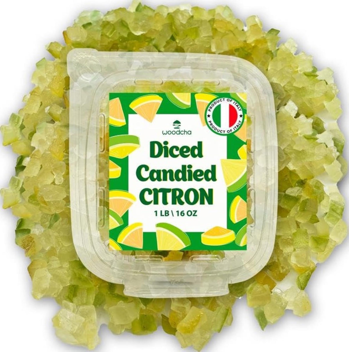 WOODCHA diced candied citron closeup showcases bright citrus sweetness for baking