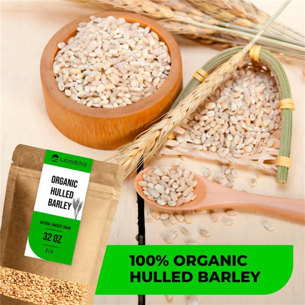 Woodcha hulled barley simmering in pot absorbs flavors in soups.