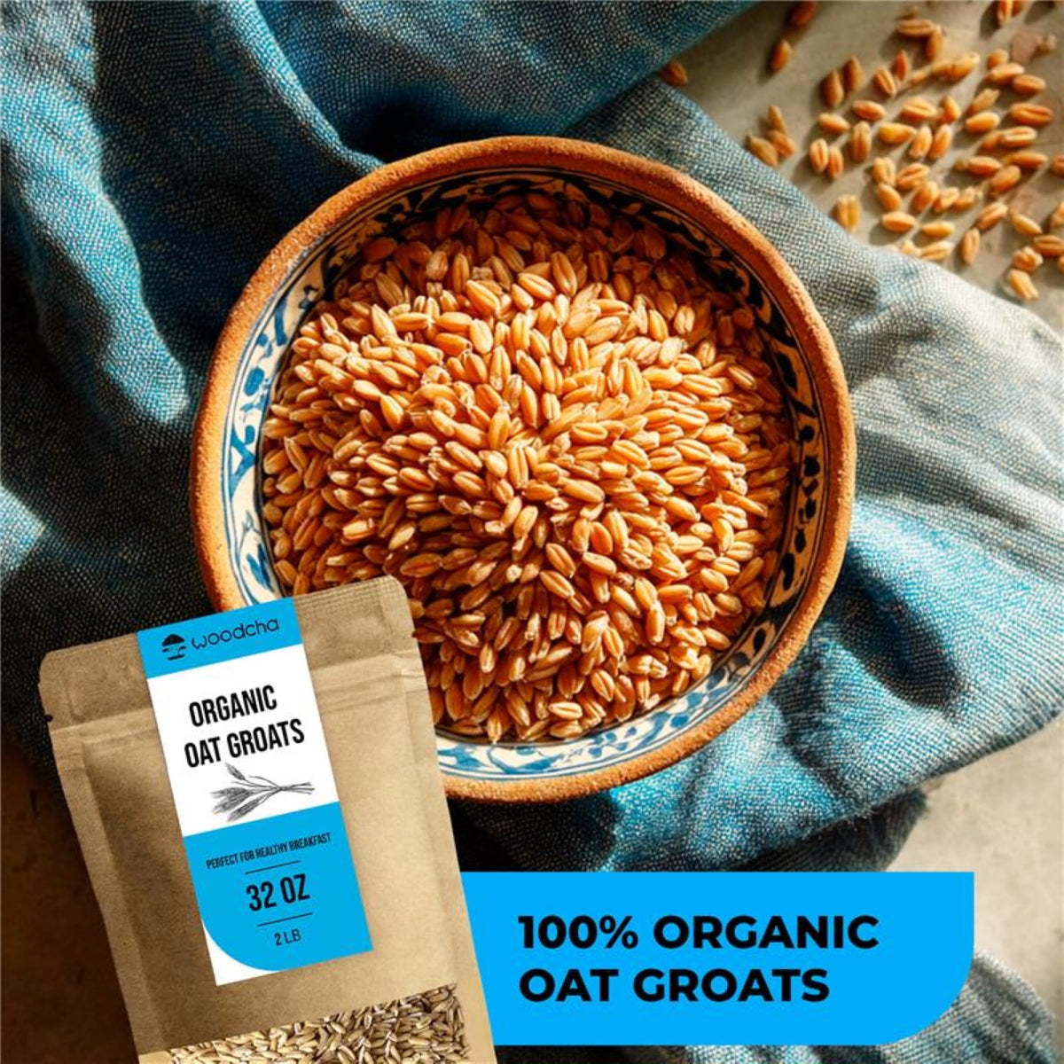 WOODCHA Oat Groats meal prep in glass containers for quick breakfasts