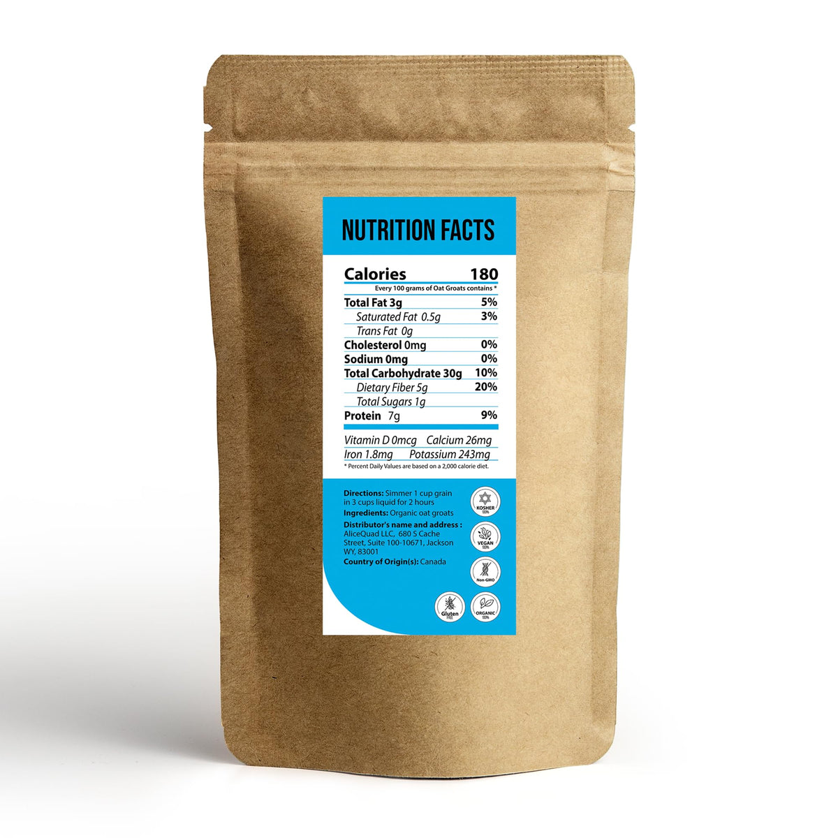 WOODCHA Oat Groats porridge bowl with a creamy texture and nutty aroma