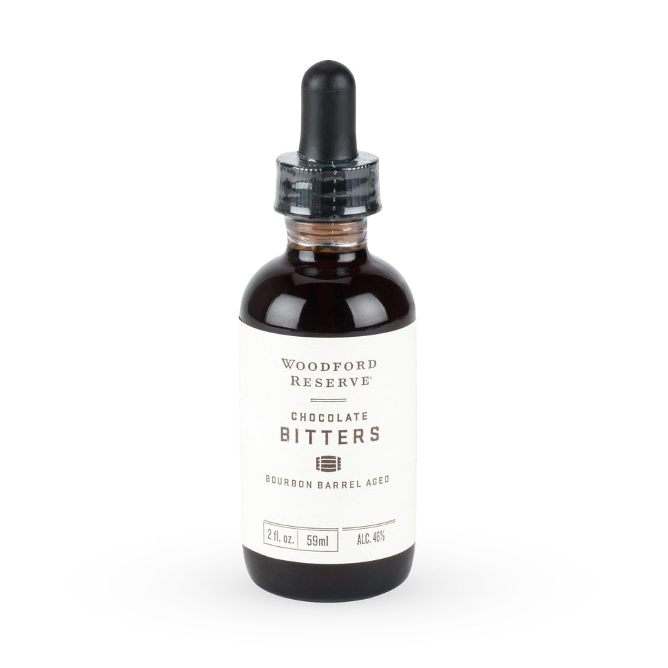 Woodford Reserve bitters bottle enhances cocktails with chocolate notes.
