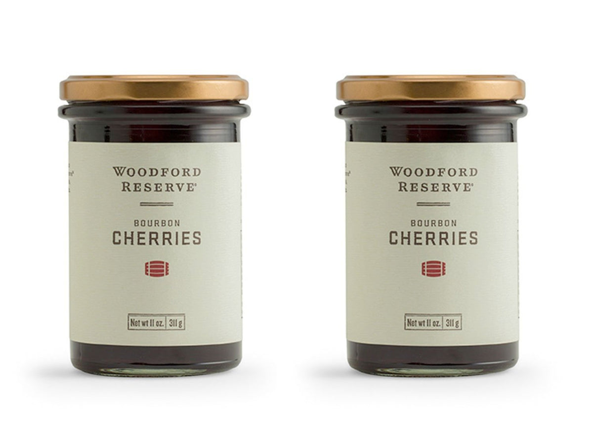 Woodford Reserve Bourbon Cherries WRCC pack of 2, ideal garnish for cocktails.