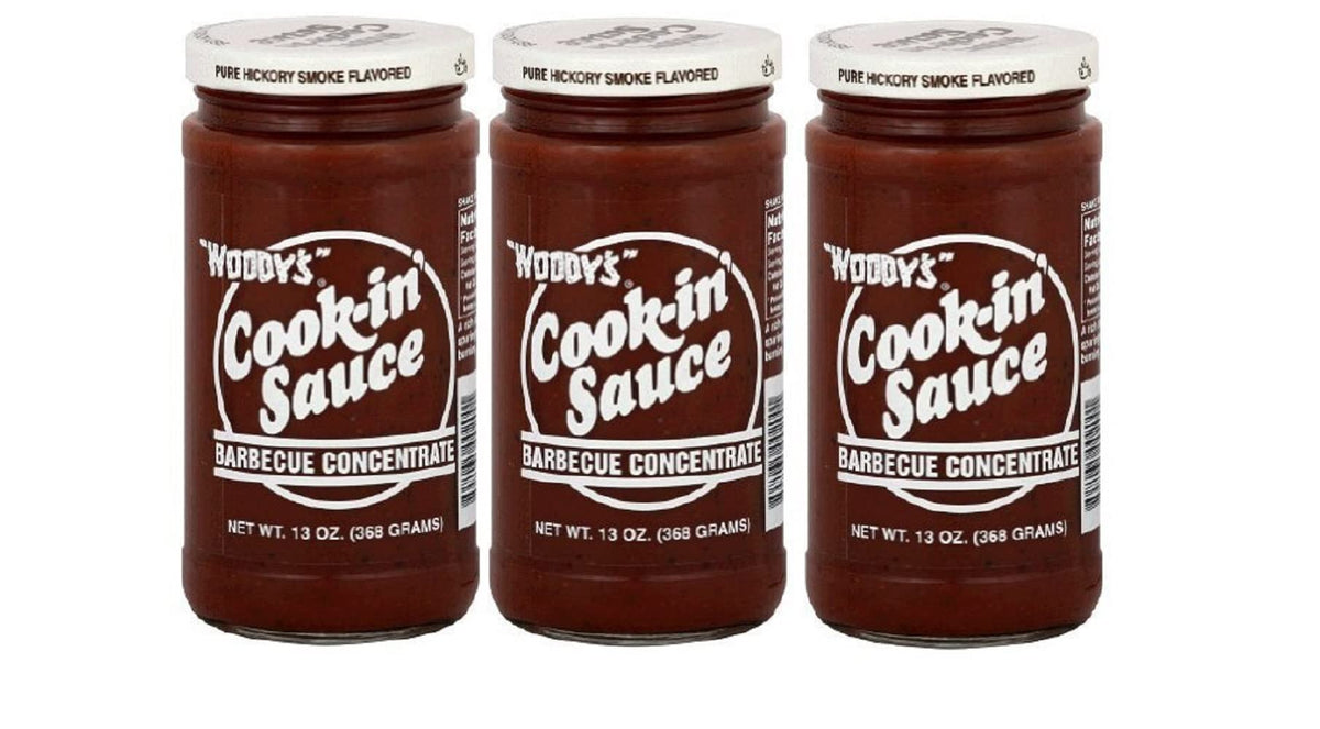 Woodys Cook-in' Sauce barbecue concentrate bottle for marinating and grilling delicious meals