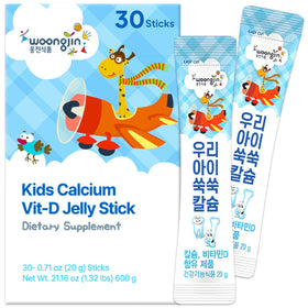 Woongjin kids peach jelly pack — natural sweetness and calcium support for growing bones.