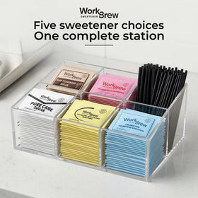 WorkBrew office coffee station looks guest-ready with packets