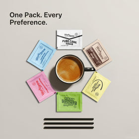 WorkBrew raw turbinado sugar packets add natural caramel notes to beverages.