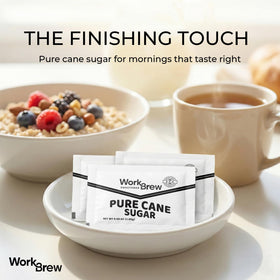WorkBrew USA-made kosher sugar packets ensuring consistent quality.