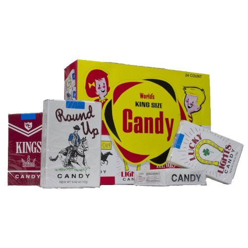 World Confections candy cigarettes 48-count box with red tips, ideal nostalgic party treat