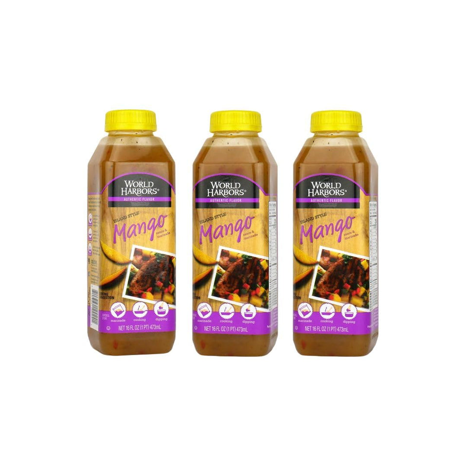 World Harbors Island Mango Sauce & Marinade bottle front shows premium, versatile flavor.