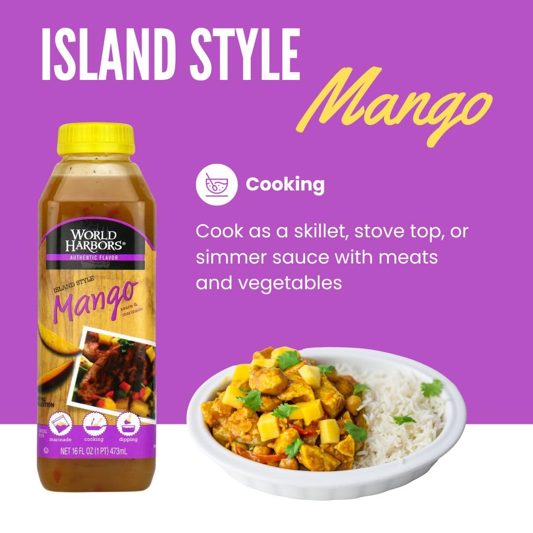 World Harbors Island Mango Sauce & Marinade on chicken shows juicy, flavorful marination potential.