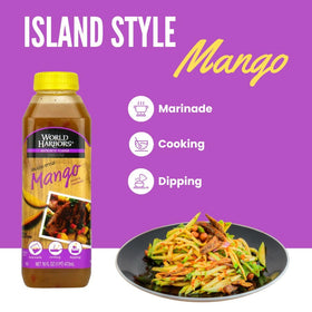 World Harbors Island Mango Sauce & Marinade on a dipping plate supports wings and nuggets.