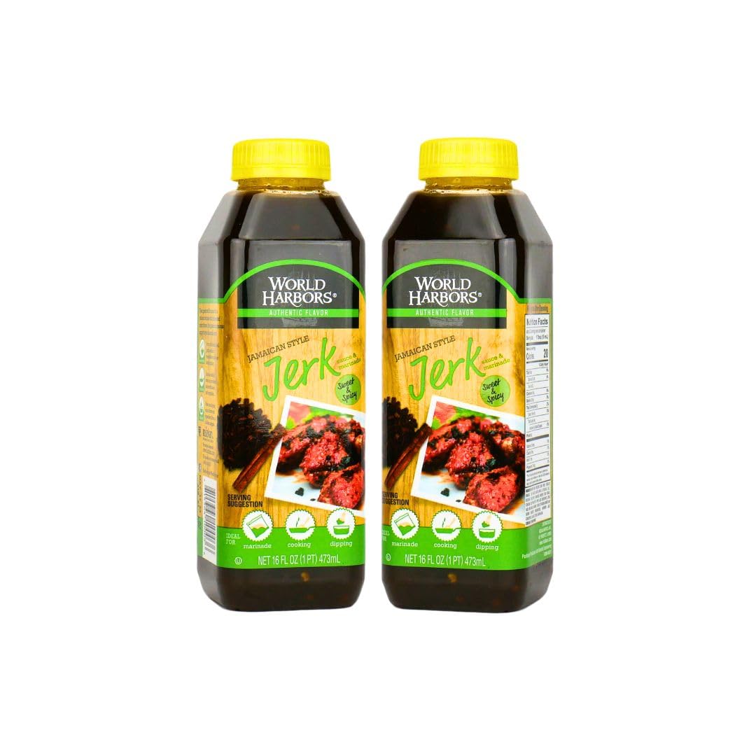 World Harbors Jamaican Jerk Sauce bottle front view highlighting bold island flavor.