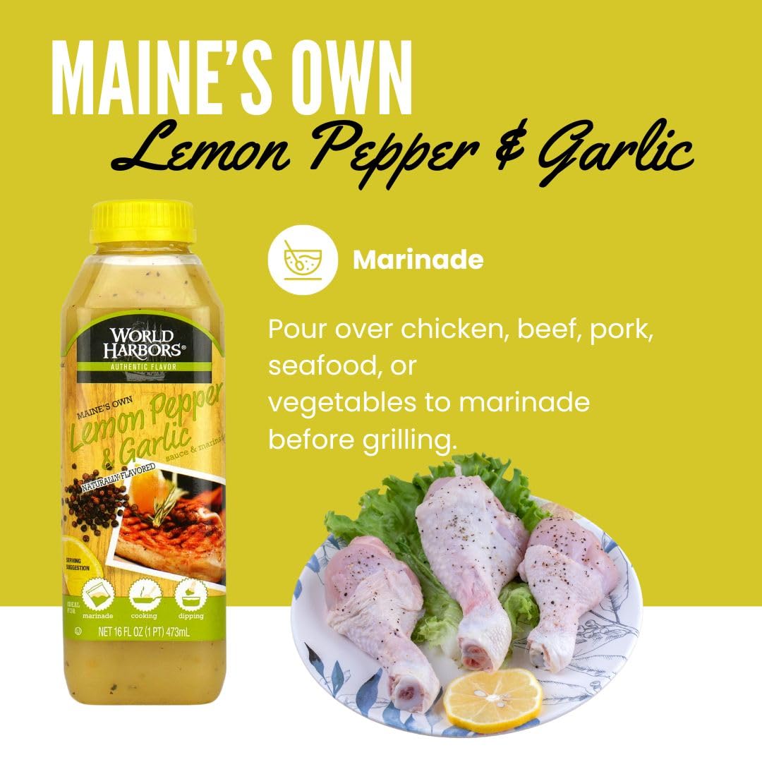 World Harbors Lemon Pepper Garlic Sauce grilled meats with finished shine