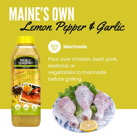 World Harbors Lemon Pepper Garlic Sauce grilled meats with finished shine