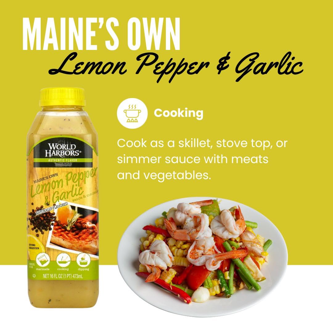World Harbors Lemon Pepper Garlic Sauce seafood dish enhanced flavor