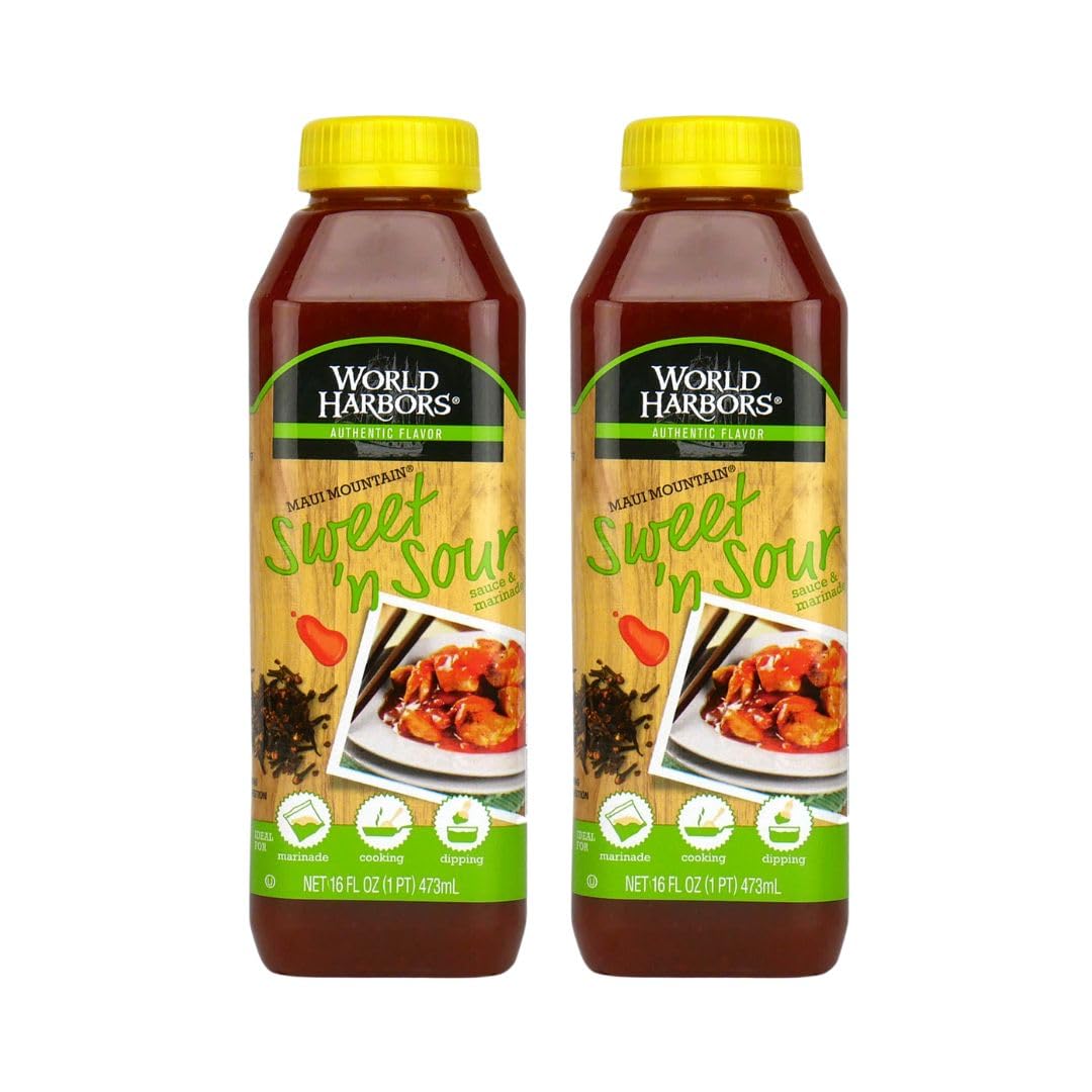 World Harbors Maui Sweet and Sour Sauce bottle front view for dipping and marinating