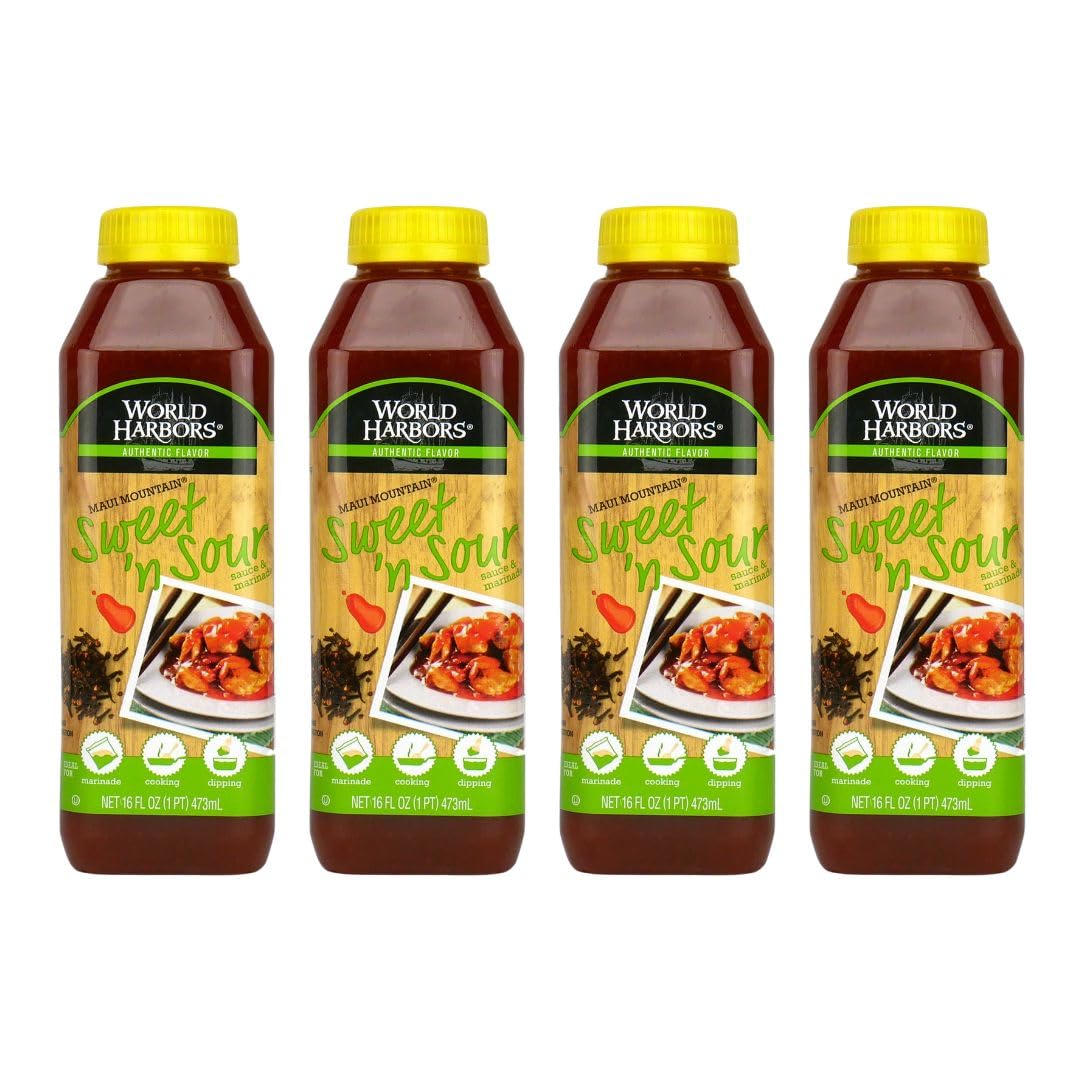 World Harbors Maui Sweet & Sour Sauce bottle top view for dipping and flavor