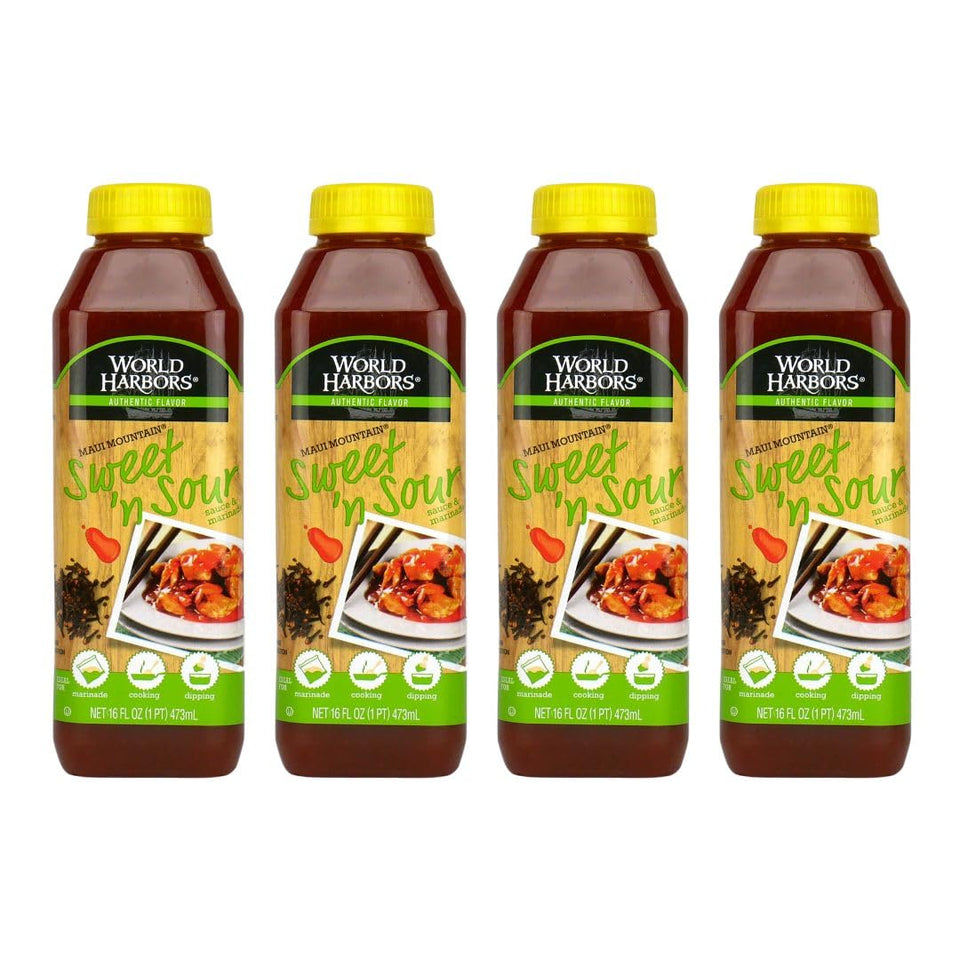 World Harbors Maui Sweet & Sour Sauce bottle top view for dipping and flavor
